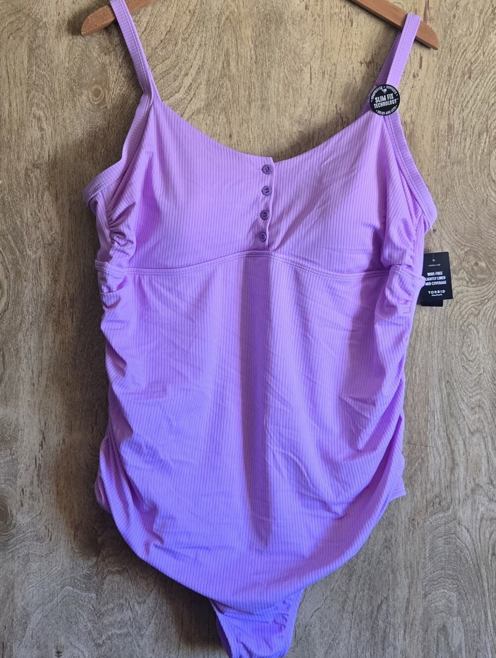Torrid Wire Free Ribbed Buttoned Up One Piece - Picture 4 of 4